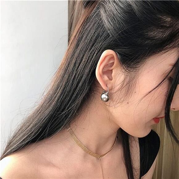 Mother of Pearl Shell Drop Earrings Dangle Stud Earrings Large Size Pearl 12MM - Picture 1 of 4